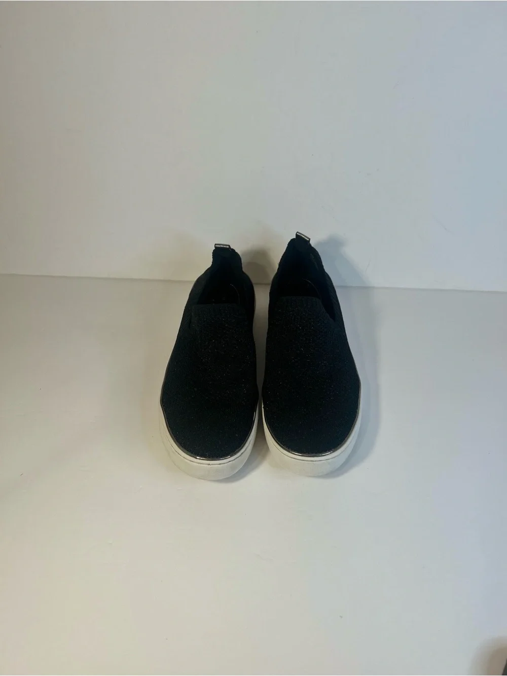 Michael Kors Black Knit Slip-On Sneakers with White Soles
